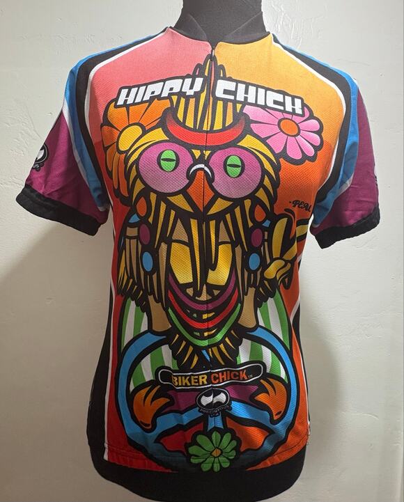 World Jerseys Accessories - World Jerseys "Hippy Chick" cycling jersey size Medium